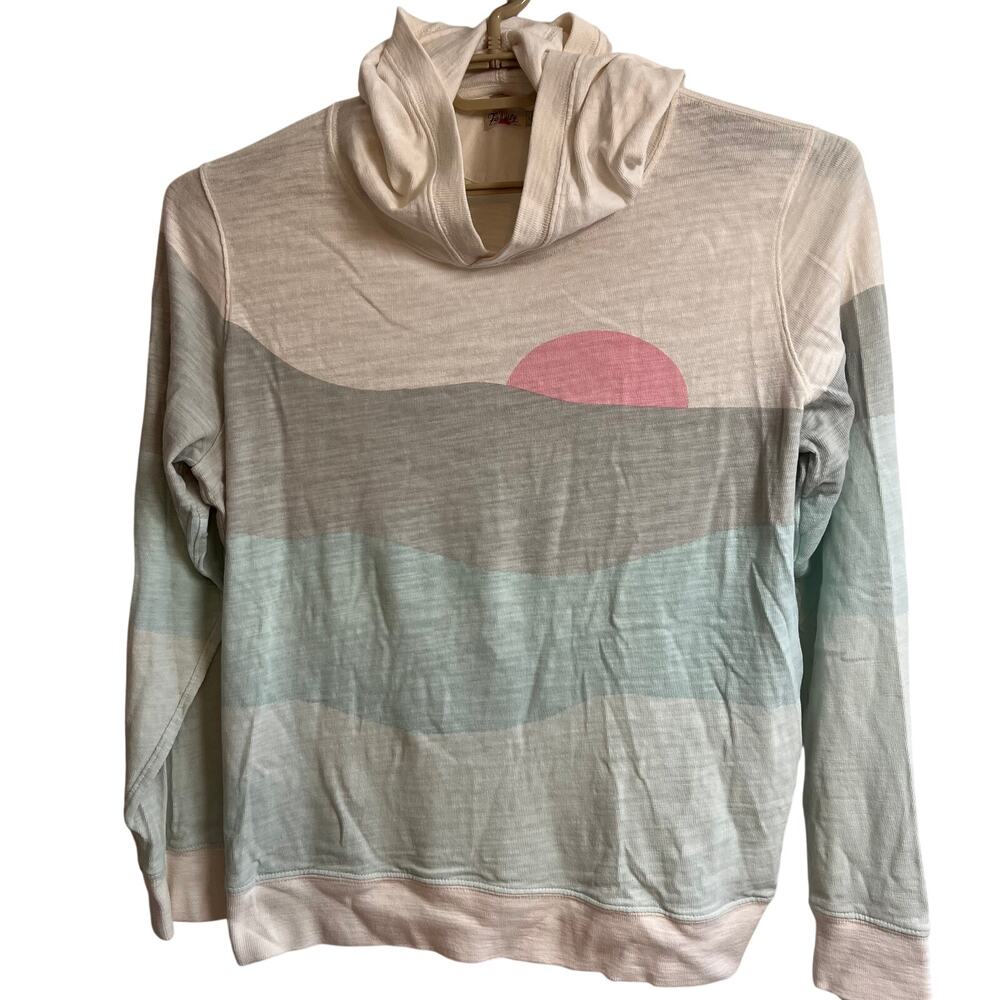 Faherty Organic Cotton Sunset Stripe Hoodie | L | Pastel Neutral Minimal Beach